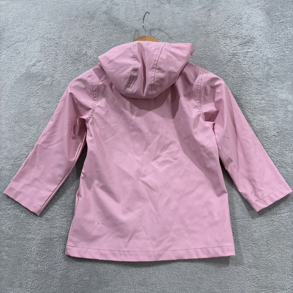 Pink Platinum Girls Pink Hooded Rain Coat Full Zip Jacket Size 5/6 Pockets